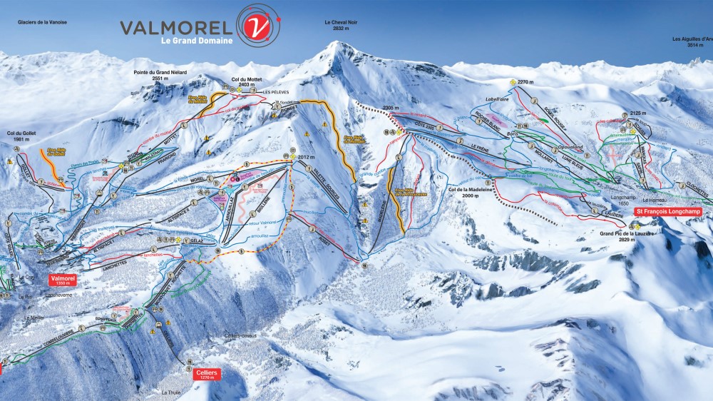 De pistekaart van skigebied Le Grand Domaine.